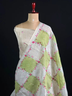 Elegant Floral Embroidered Saree