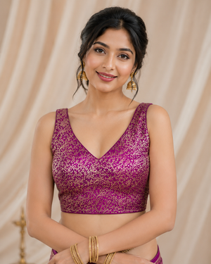 Rich Texture Jacquard Silk Designer Blouse