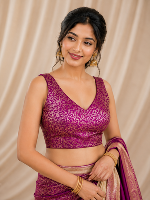 Rich Texture Jacquard Silk Designer Blouse