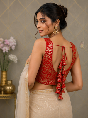 Rich Texture Jacquard Silk Designer Blouse