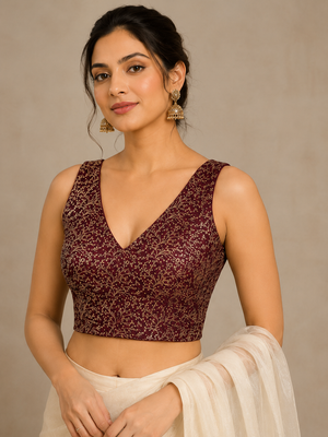 Rich Texture Jacquard Silk Designer Blouse