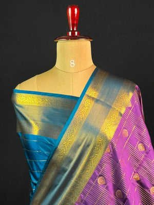 Semi Kanchi Gattiber Silk Saree with Grand Zari Border