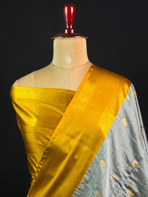 Semi Kanchi Gattiber Silk Saree with Grand Zari Border