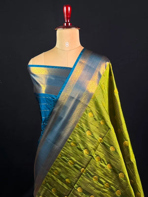 Semi Kanchi Gattiber Silk Saree with Grand Zari Border