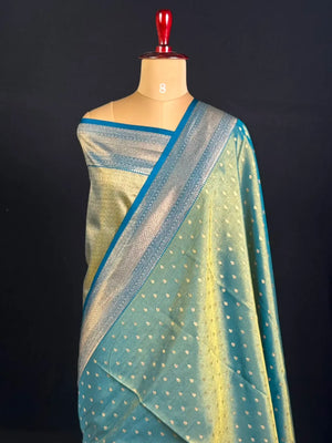 Semi Kanchi Tissue Silk Saree with Elegant Woven Border
