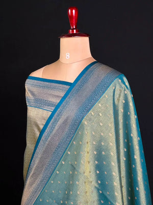 Semi Kanchi Tissue Silk Saree with Elegant Woven Border