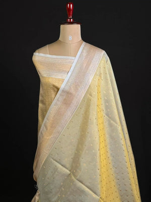 Semi Kanchi Tissue Silk Saree with Elegant Woven Border