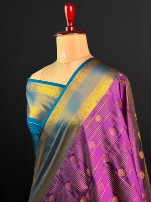 Semi Kanchi Gattiber Silk Saree with Grand Zari Border