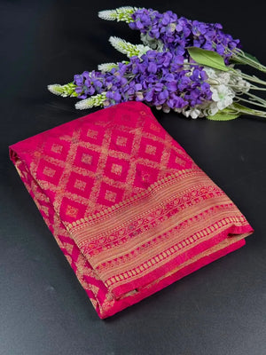 Latest Semi Georgette Silk Saree with Stunning Zari Pallu Design