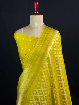 Latest Semi Georgette Silk Saree with Stunning Zari Pallu Design