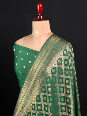 Latest Semi Georgette Silk Saree with Stunning Zari Pallu Design
