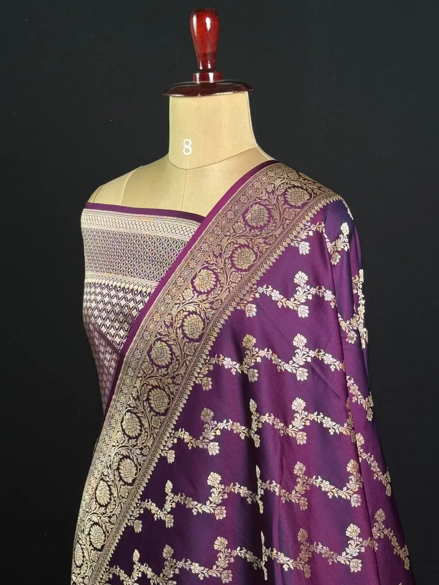 Elegant Semi Katan Silk Saree with Rich Woven Border