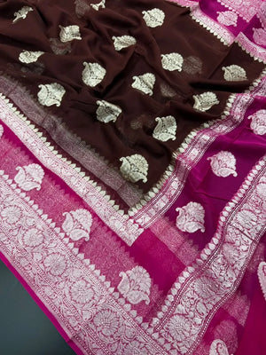 Banarasi Pure Khaddi Chiffon Metro Saree