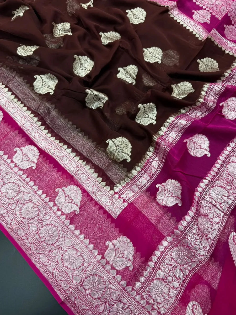 Banarasi Pure Khaddi Chiffon Metro Saree