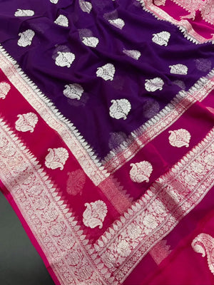 Banarasi Pure Khaddi Chiffon Metro Saree