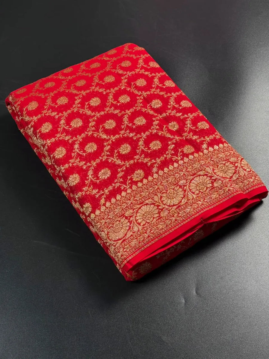Pure Khaddi Georgette Handwoven Banarasi Saree