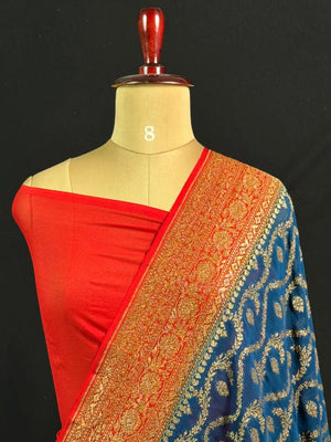 Pure Khaddi Georgette Handwoven Banarasi Saree