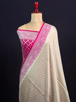 Noor-e-Banaras Pure Crêpe Silver Zari Weave