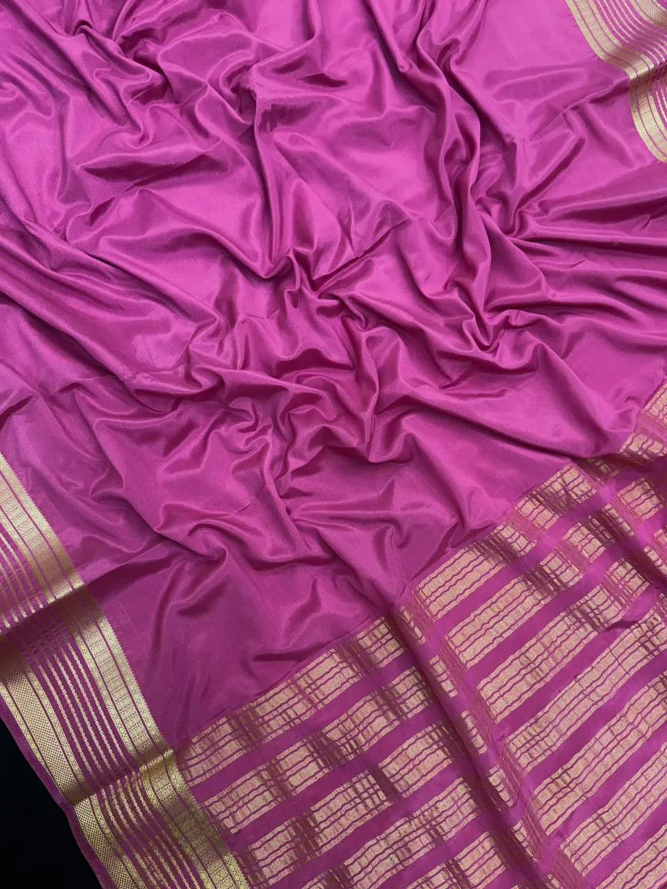 Luxe Drapes: Semi Mysore Crepe Silk Saree for Timeless Elegance-(KH Anusuya)