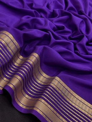 Luxe Drapes: Semi Mysore Crepe Silk Saree for Timeless Elegance-(KH Anusuya)