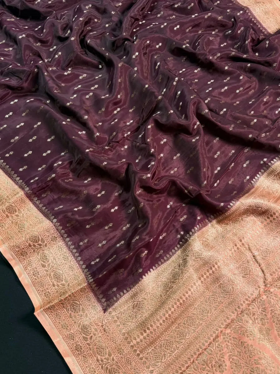 Korean Silk Floral Zari Saree