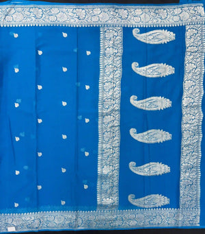 Banarasi Pure Khaddi Chiffon Saree-Self