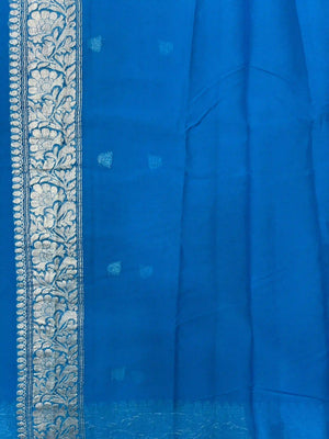 Banarasi Pure Khaddi Chiffon Saree-Self