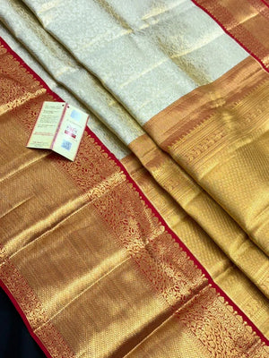 Handwoven Pure Kanchi Tussar Silk Saree with Rich Zari Elegance-(Kanchipuram silk 10)
