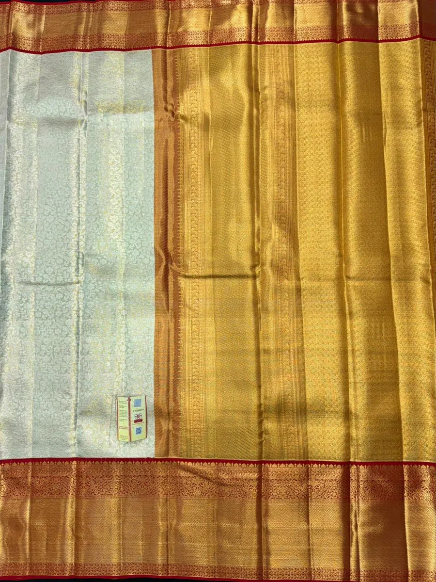 Handwoven Pure Kanchi Tussar Silk Saree with Rich Zari Elegance-(Kanchipuram silk 10)