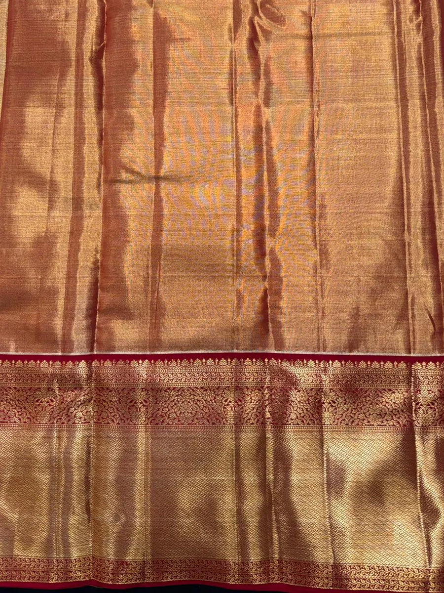 Handwoven Pure Kanchi Tussar Silk Saree with Rich Zari Elegance-(Kanchipuram silk 10)