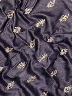 Heritage Charm: Handwoven Tusser Silk Saree-Kanyakumari Border