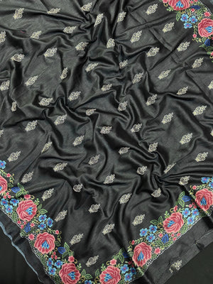 Heritage Charm: Handwoven Tusser Silk Saree-Kanyakumari Border