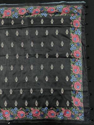 Heritage Charm: Handwoven Tusser Silk Saree-Kanyakumari Border