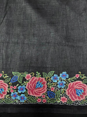 Heritage Charm: Handwoven Tusser Silk Saree-Kanyakumari Border