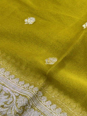Banarasi Pure Khaddi Chiffon Saree-Self