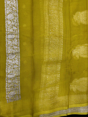 Banarasi Pure Khaddi Chiffon Saree-Self
