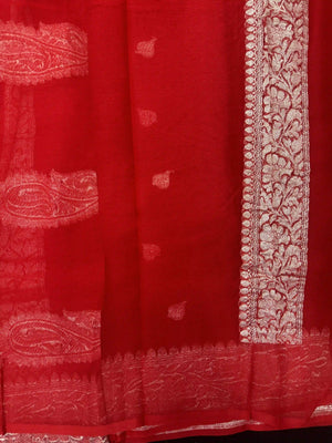 Banarasi Pure Khaddi Chiffon Saree-Self