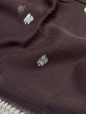 Banarasi Pure Khaddi Chiffon Saree-Self