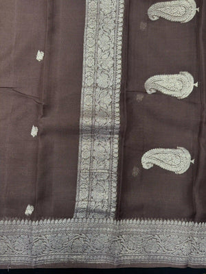 Banarasi Pure Khaddi Chiffon Saree-Self