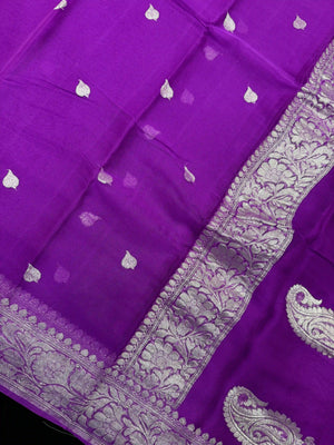 Banarasi Pure Khaddi Chiffon Saree-Self