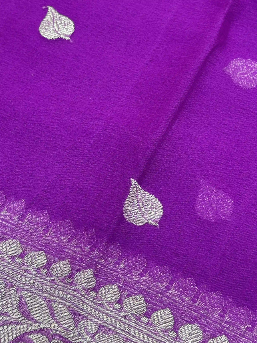 Banarasi Pure Khaddi Chiffon Saree-Self