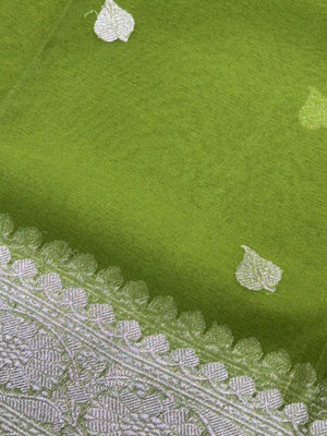 Banarasi Pure Khaddi Chiffon Saree-Self