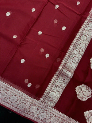 Banarasi Pure Khaddi Chiffon Saree-Self