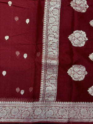 Banarasi Pure Khaddi Chiffon Saree-Self