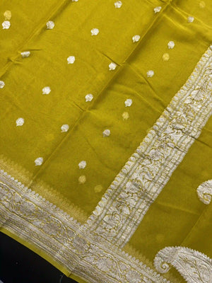 Banarasi Pure Khaddi Chiffon Saree-Self