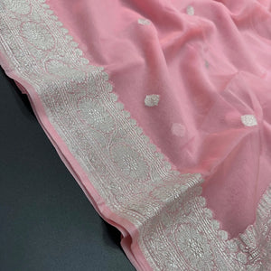 Banarasi Pure Khaddi Chiffon Saree-Self