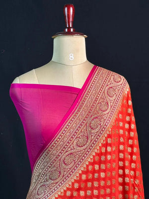Pure Khaddi Georgette Saree – Handwoven Grace with Regal Zari Weave
