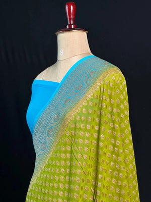 Pure Khaddi Georgette Saree – Handwoven Grace with Regal Zari Weave