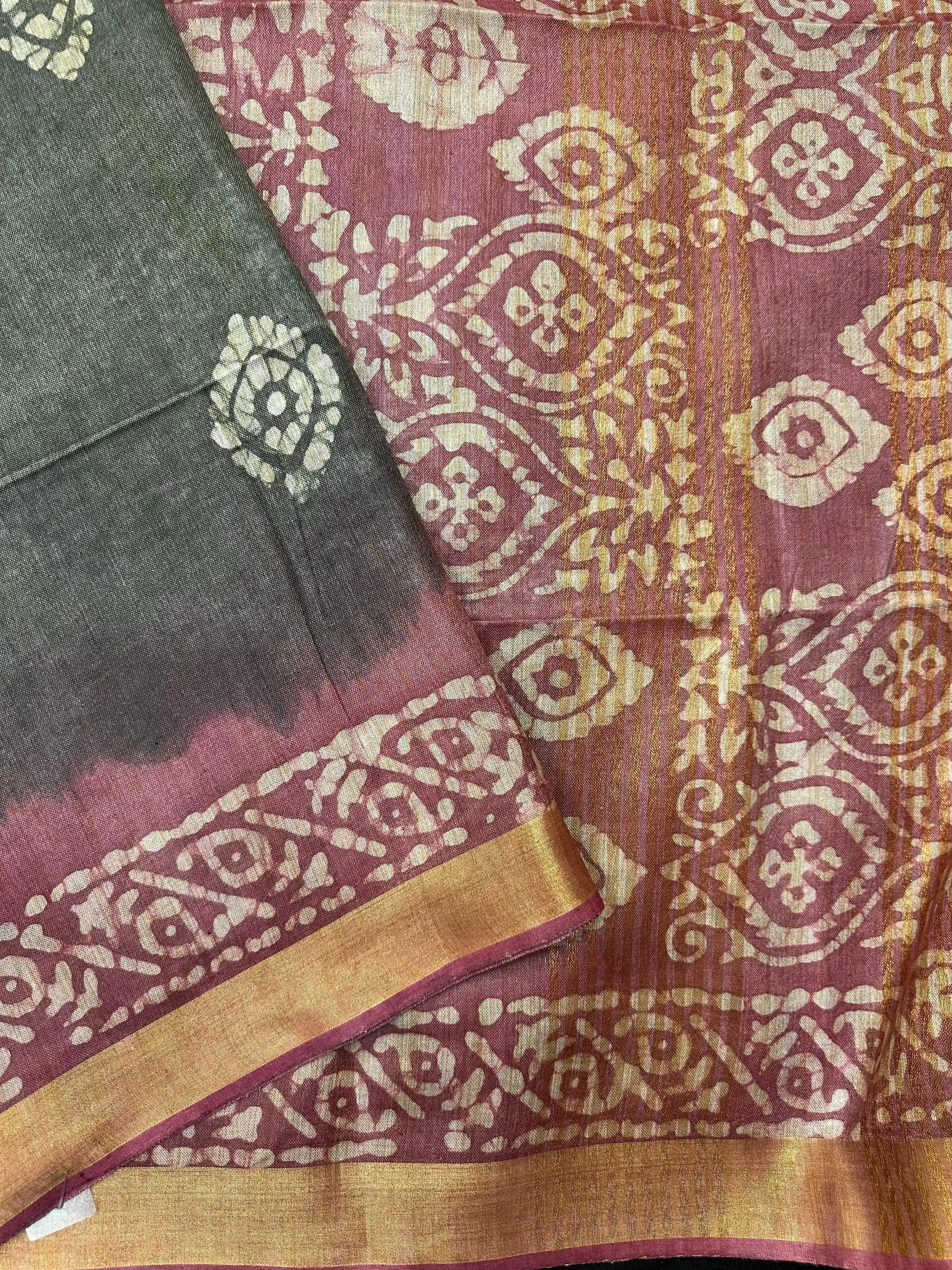 Woman in a soft, elegant Tussar Silk Saree with minimal design, ideal for daily wear, office, and casual traditional settings.