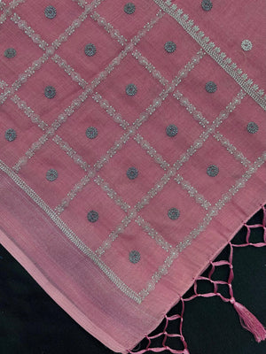 Woman draped in a Linen Silk Saree with natural texture and soft shine – perfect for elegant everyday and office wear.